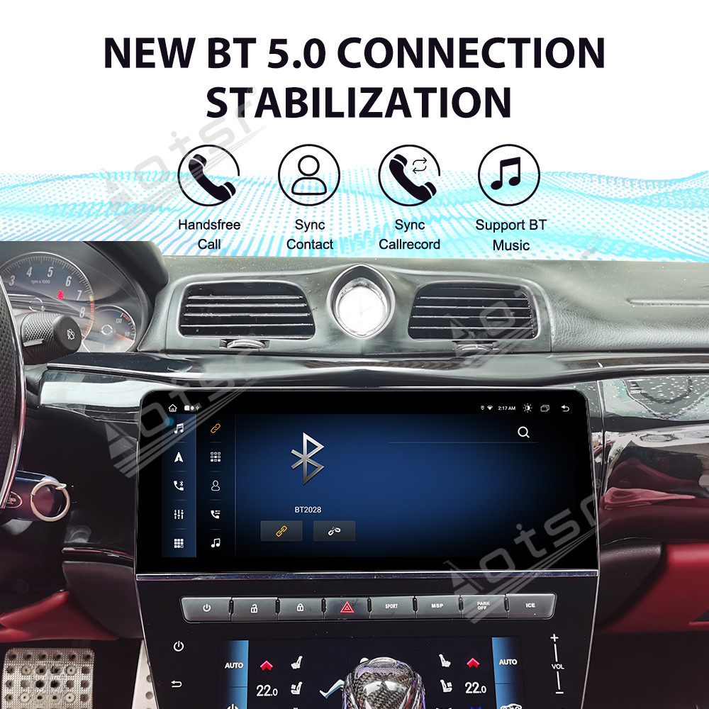 Aotsr 12.3-inch + 8.6-inch Car Radio + Air conditioning LCD display, compatible for Maserati GT 2005-2015  with wireless CarPlay, 4G and 360° panoramic display functions.