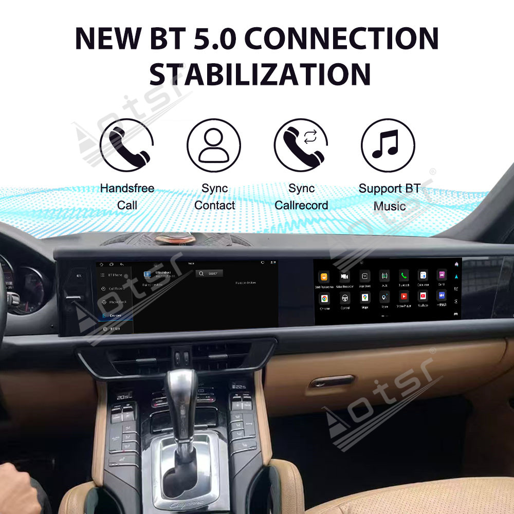 Aotsr for Porsche Cayenne 2010-2017 PCM 3.1 4.0 12.3 inch Car Radio Dual Screen Android Player Carplay GPS Head Unit Stereo Monitor