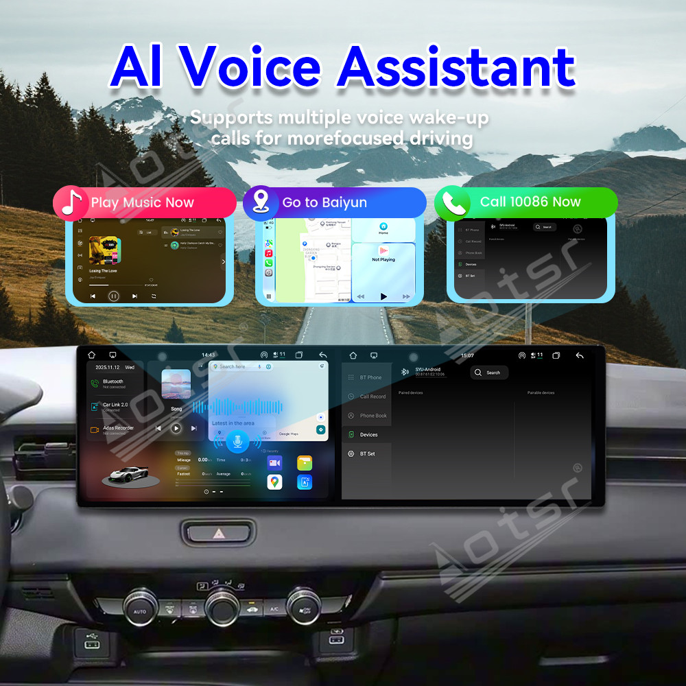 Aotsr Dual 10.1 inch Screen Car Radio for Honda XR-V/VEZEL 2023 Android 15 Multimedia Player GPS Navigation Auto DSP Stereo Host