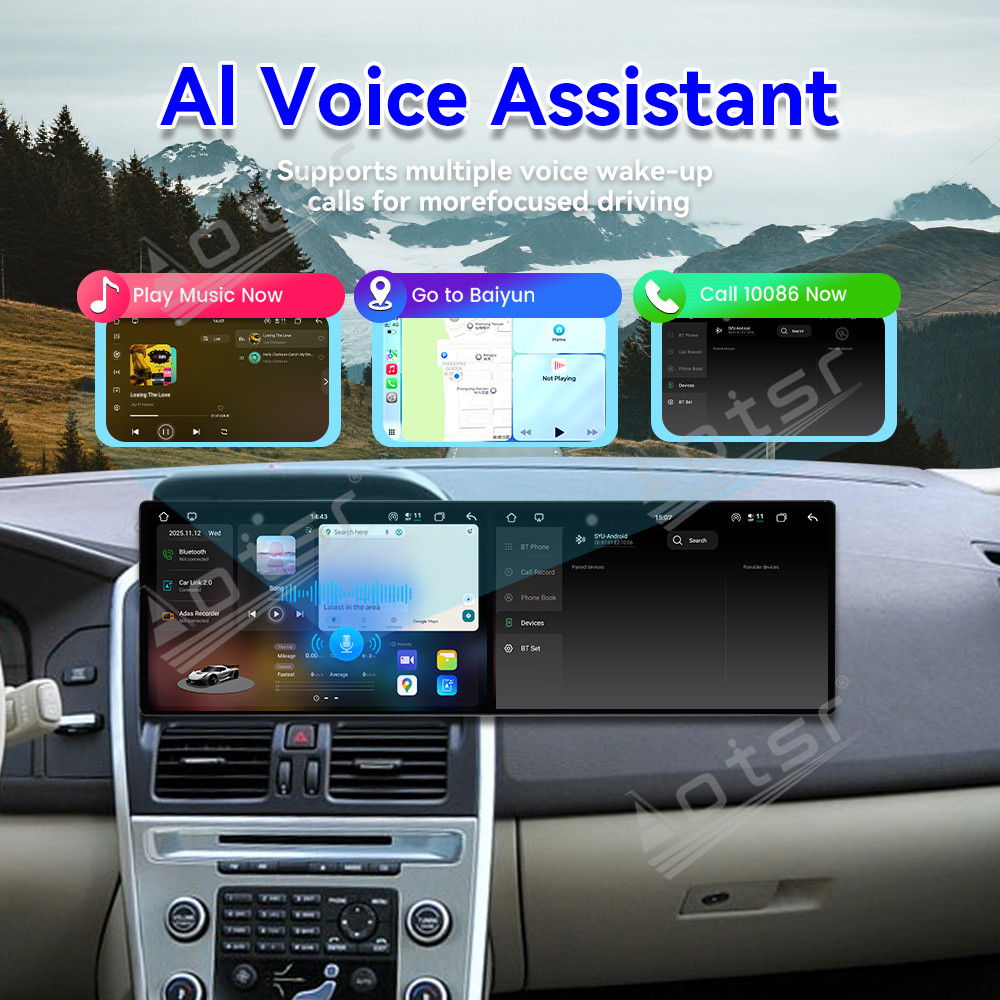 Aotsr Dual 10.1 inch Screen Car Radio for Volvo XC60 2009-2013 Android 15 Multimedia Player GPS Navigation Auto DSP Stereo Host