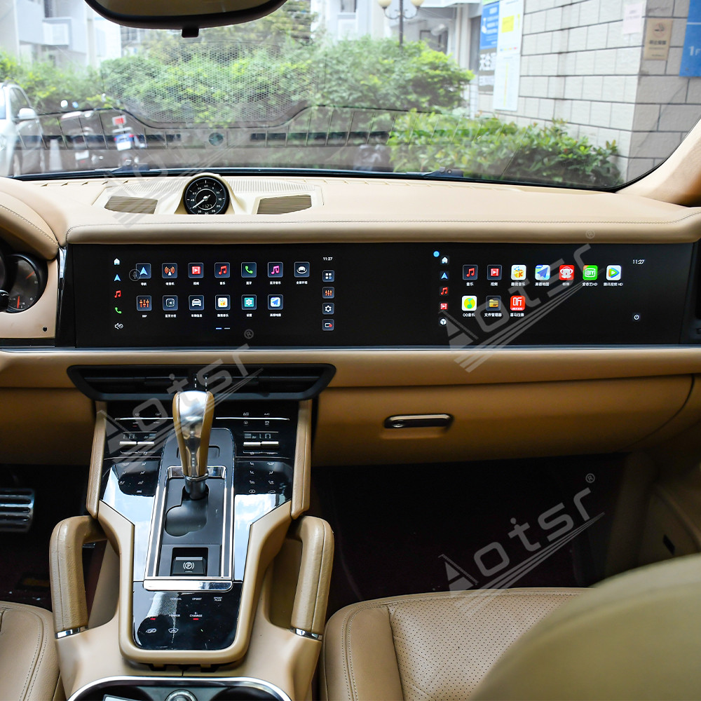 Aotsr Dual 12.3 inches screen For Porsche Cayenne 2010-2017 Car Upgrade to 2024 Gps navi Radio, Multimedia player unit,with Wirelessly Carplay Android auto