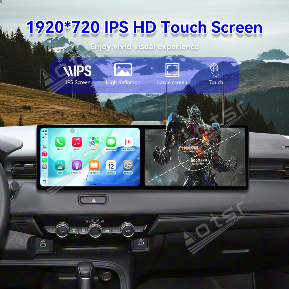 Aotsr Dual 10.1 inch Screen Car Radio for Honda XR-V/VEZEL 2023 Android 15 Multimedia Player GPS Navigation Auto DSP Stereo Host
