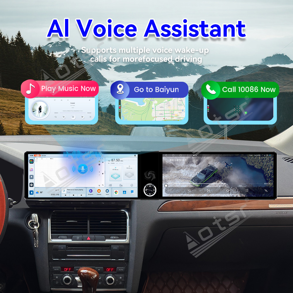 Aotsr Dual 12.3 inch For Audi Q5 2005-2015 GPS Navigation Android 13 Car Radio CarPlay Multimedia Player Head Stereo Unit HD Screen