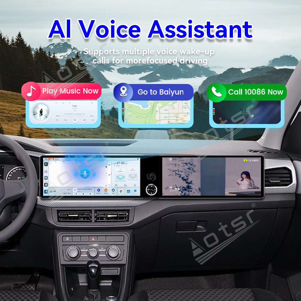 Aotsr Dual 12.3 inch for Volkswagen Tacqua 2020-2023 GPS Navigation Android 13 Car Radio CarPlay Multimedia Player Head Stereo Unit HD Screen