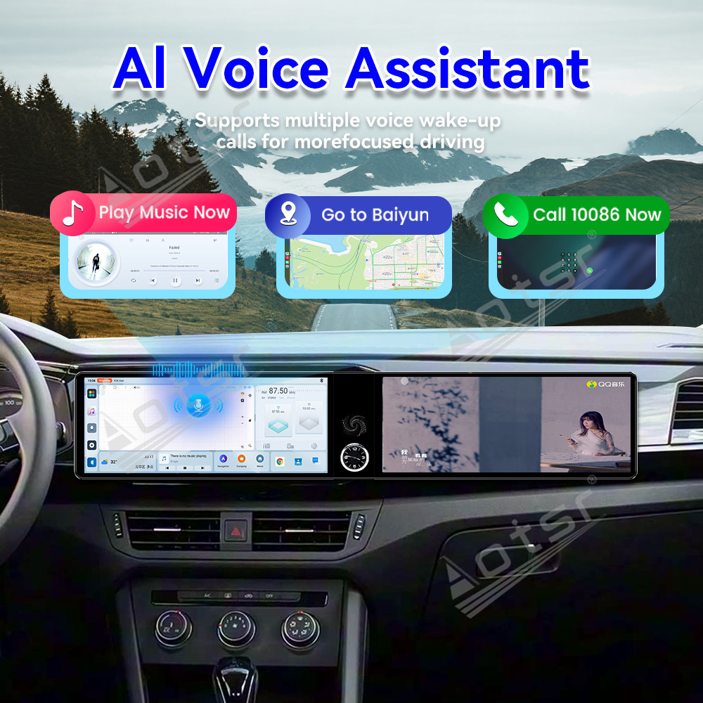 Aotsr Dual 12.3 inch for Volkswagen Tayron 2019-2022 GPS Navigation Android 13 Car Radio CarPlay Multimedia Player Head Stereo Unit HD Screen