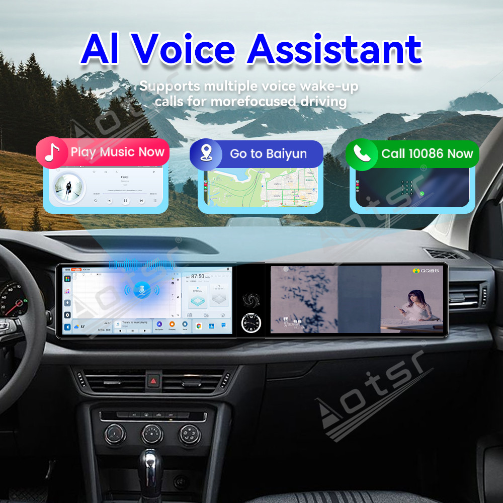 Aotsr Dual 12.3 inch for Volkswagen Tharu 2019-2022 GPS Navigation Android 13 Car Radio CarPlay Multimedia Player Head Stereo Unit HD Screen