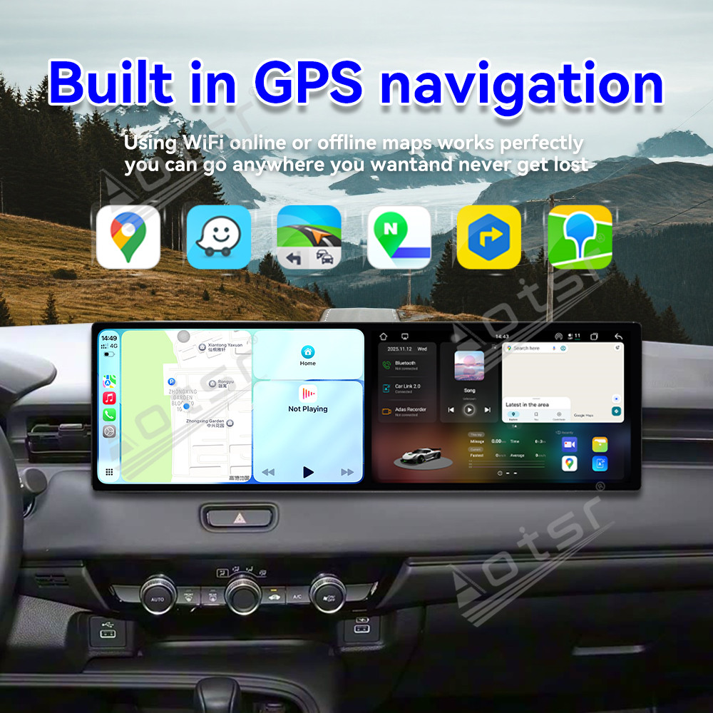 Aotsr Dual 10.1 inch Screen Car Radio for Honda XR-V/VEZEL 2023 Android 15 Multimedia Player GPS Navigation Auto DSP Stereo Host