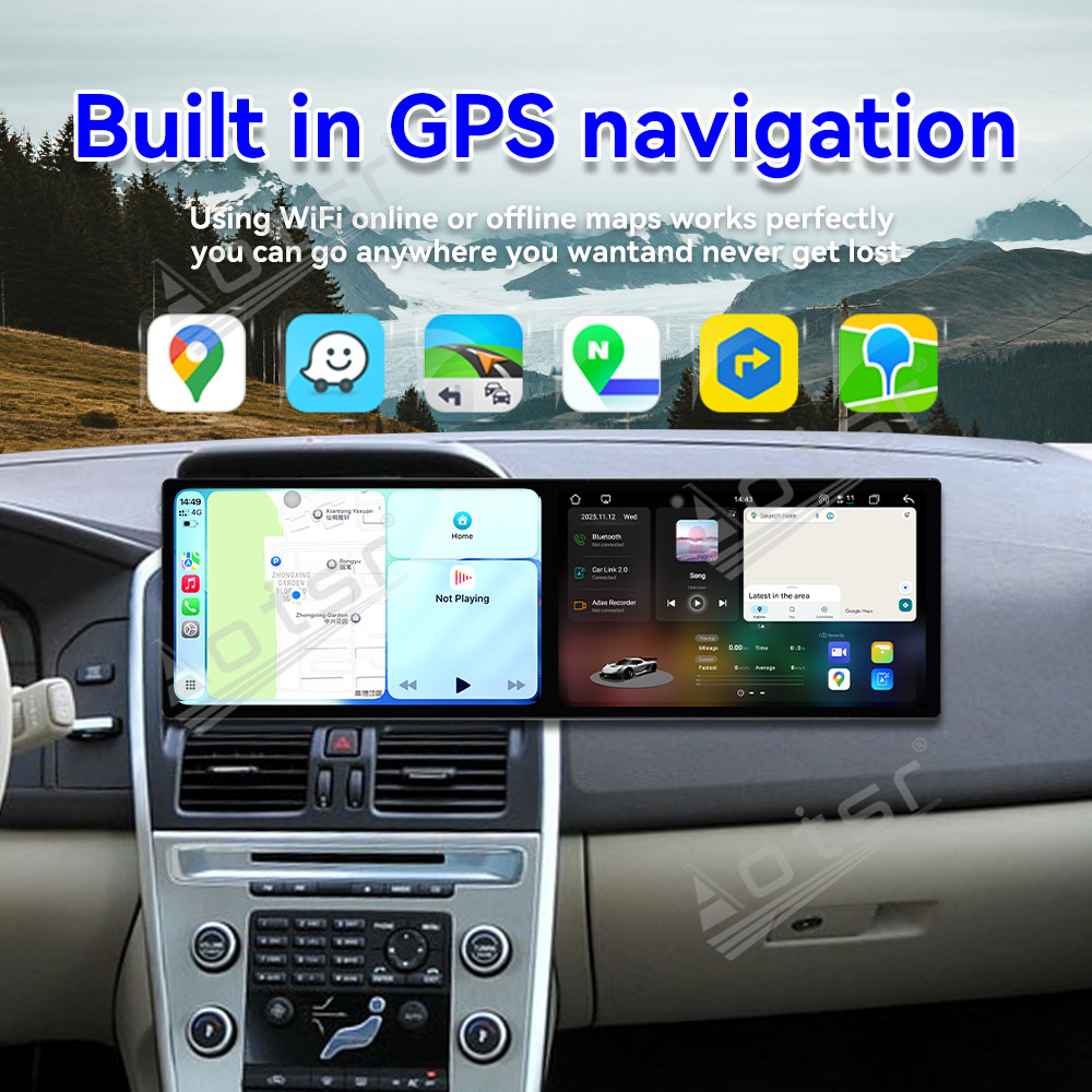 Aotsr Dual 10.1 inch Screen Car Radio for Volvo XC60 2009-2013 Android 15 Multimedia Player GPS Navigation Auto DSP Stereo Host