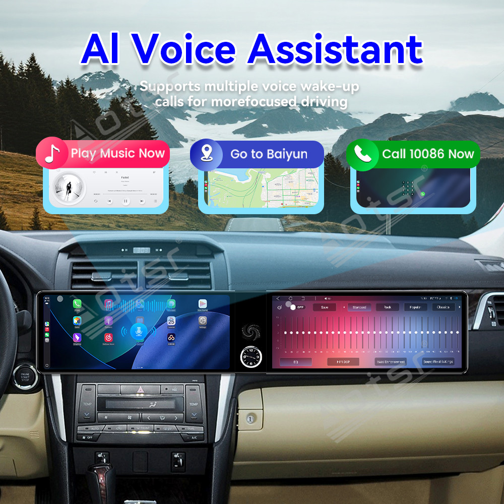 Aotsr Dual 12.3 inch For Toyota Camry 2007-2011 GPS Navigation Android 13 Car Radio CarPlay Multimedia Player Head Stereo Unit HD Screen