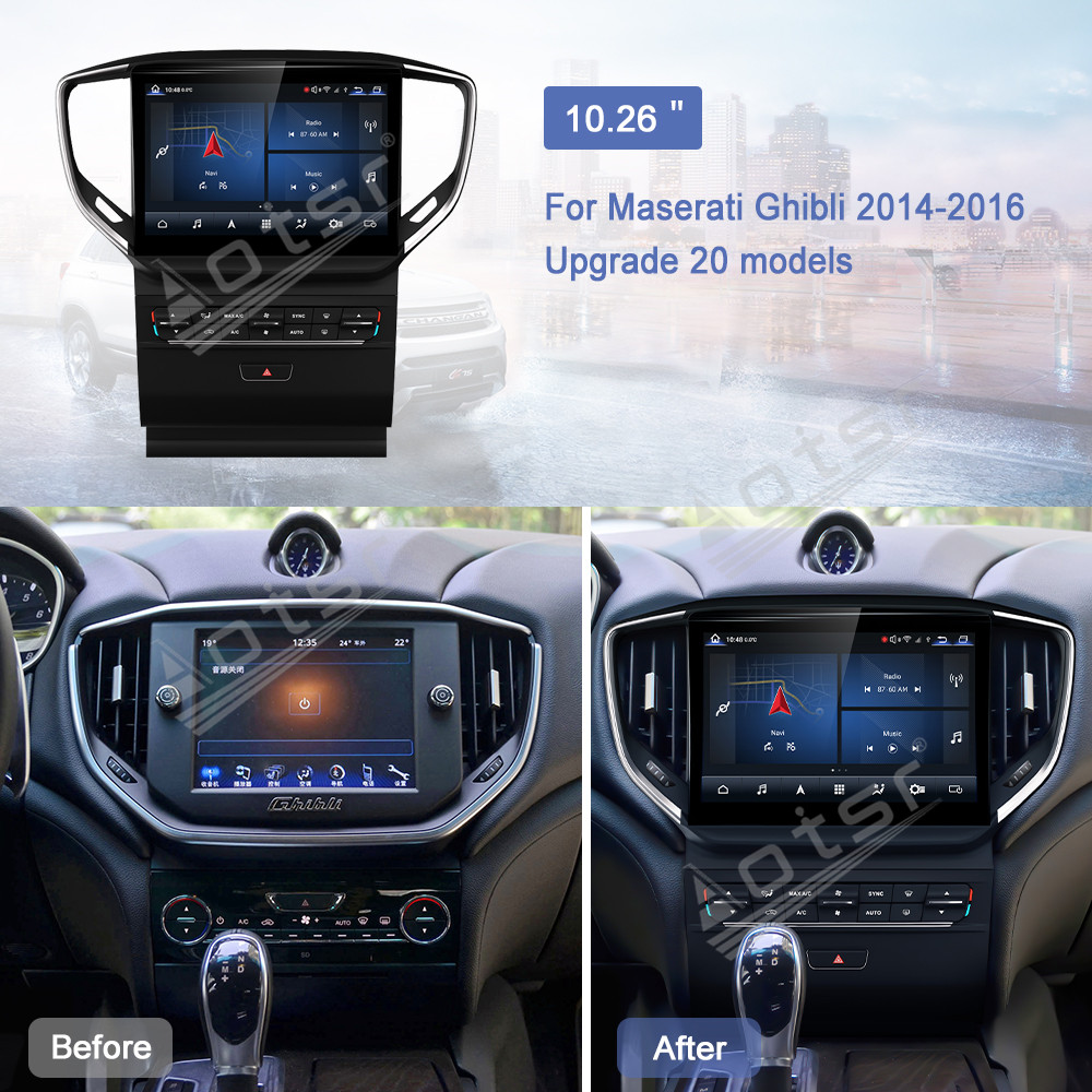 Aotsr Compatible with Maserati Ghibli 2014-2016 10.26 inch car radio, Android 13 GPS, lossless installation head unit