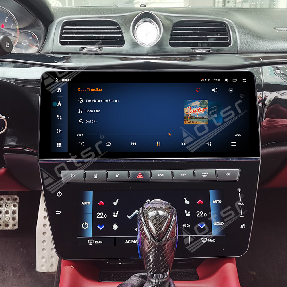 Aotsr 12.3-inch + 8.6-inch Car Radio + Air conditioning LCD display, compatible for Maserati GT 2005-2015  with wireless CarPlay, 4G and 360° panoramic display functions.