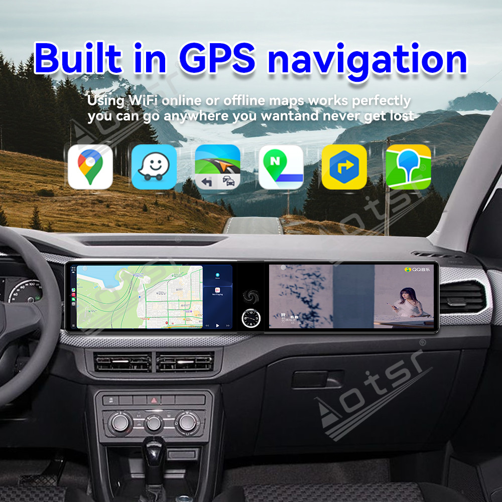 Aotsr Dual 12.3 inch for Volkswagen Tacqua 2020-2023 GPS Navigation Android 13 Car Radio CarPlay Multimedia Player Head Stereo Unit HD Screen