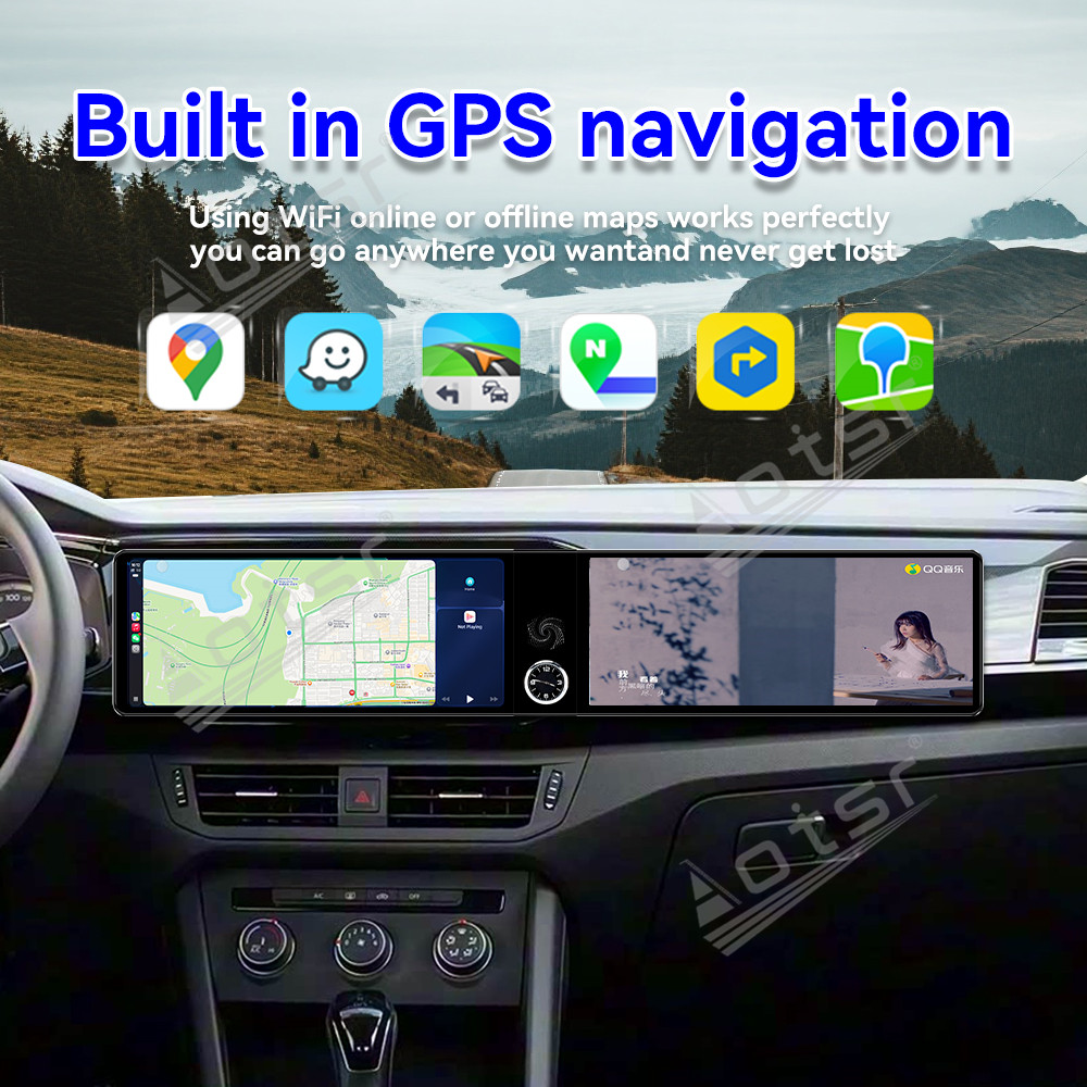 Aotsr Dual 12.3 inch for Volkswagen Tayron 2019-2022 GPS Navigation Android 13 Car Radio CarPlay Multimedia Player Head Stereo Unit HD Screen