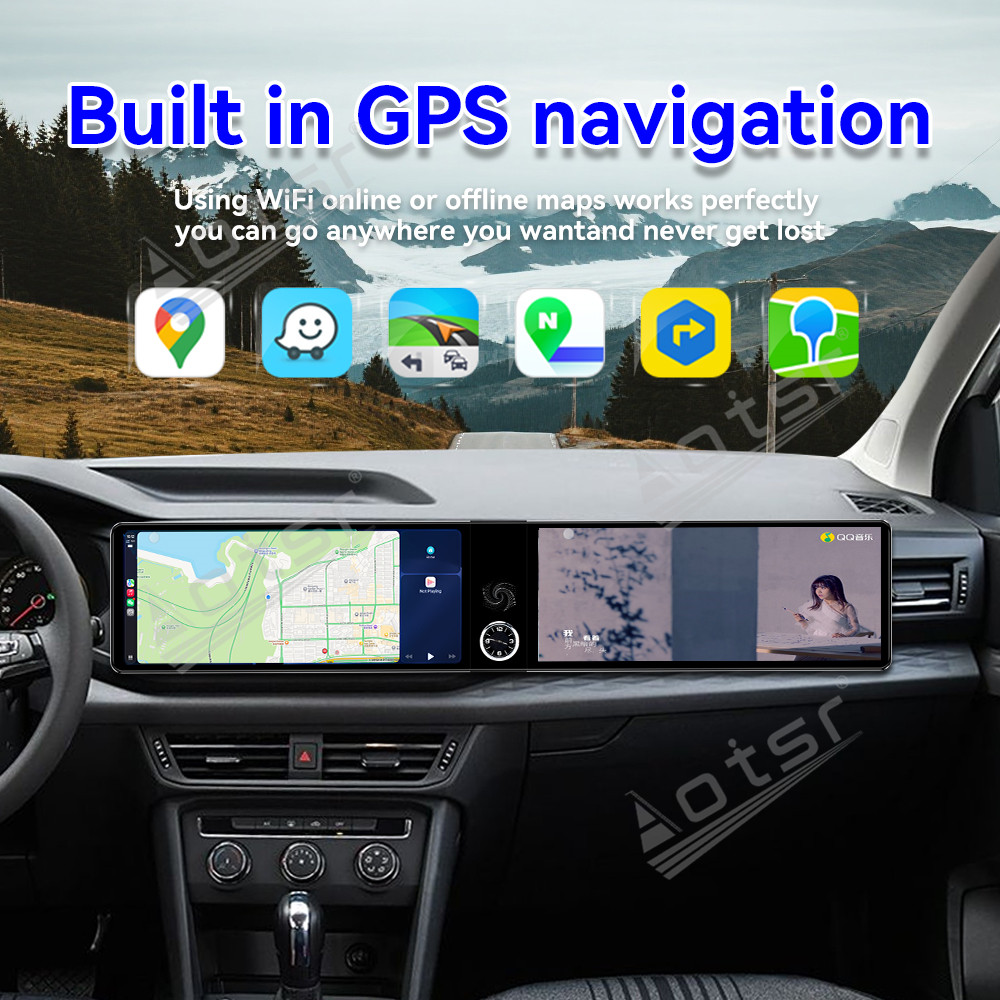 Aotsr Dual 12.3 inch for Volkswagen Tharu 2019-2022 GPS Navigation Android 13 Car Radio CarPlay Multimedia Player Head Stereo Unit HD Screen