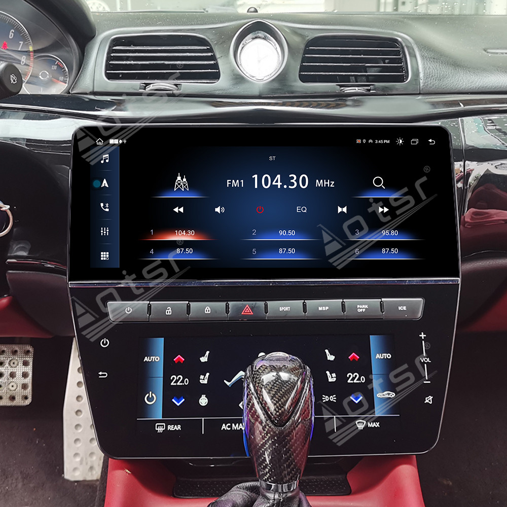 Aotsr 12.3-inch + 8.6-inch Car Radio + Air conditioning LCD display, compatible for Maserati GT 2005-2015  with wireless CarPlay, 4G and 360° panoramic display functions.