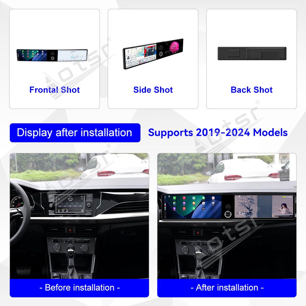 Aotsr Dual 12.3 inch for Volkswagen Passat 2019-2024 GPS Navigation Android 13 Car Radio CarPlay Multimedia Player Head Stereo Unit HD Screen