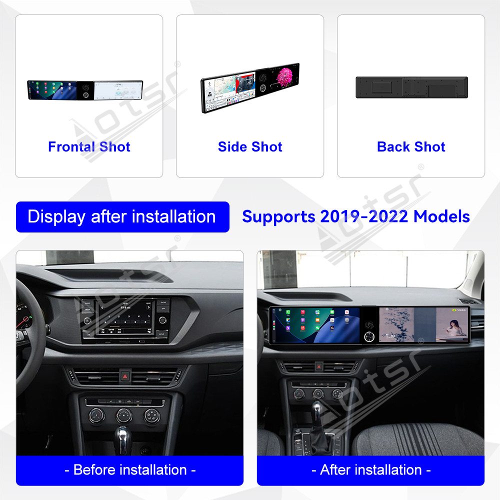Aotsr Dual 12.3 inch for Volkswagen Tharu 2019-2022 GPS Navigation Android 13 Car Radio CarPlay Multimedia Player Head Stereo Unit HD Screen