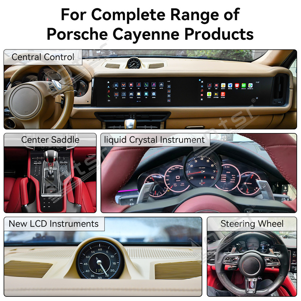 Aotsr Dual 12.3 inches screen For Porsche Cayenne 2010-2017 Car Upgrade to 2024 Gps navi Radio, Multimedia player unit,with Wirelessly Carplay Android auto