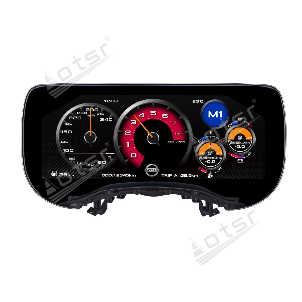 Aotsr for Nissan Skyline GTR R35 2007-2024 Android LCD instrument panel + car radio multimedia player head unit stereo GPS navigation