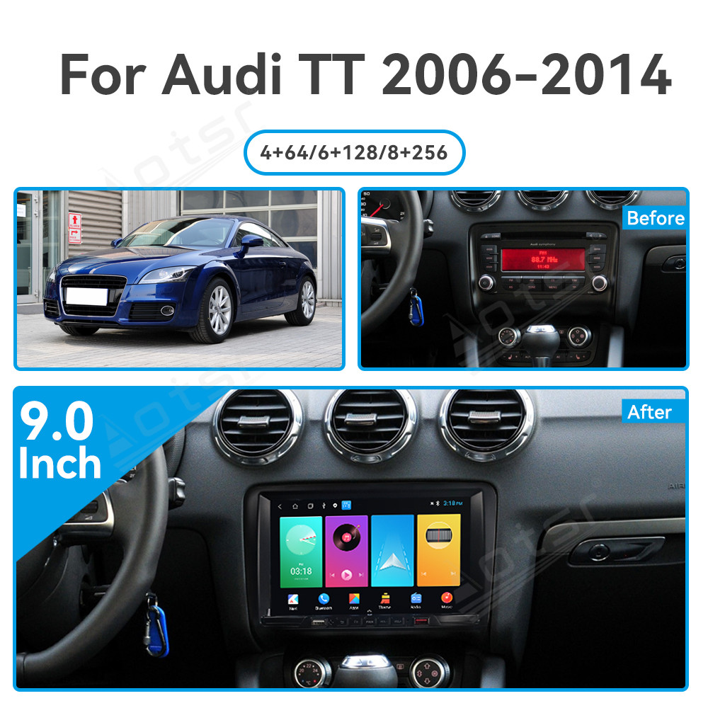 [9-inches]Android 13.0 For Audi TT 2006-2014 Car Radio Multimedia GPS navigation, Stereo Receiver DSP Unit, Carplay Android auto
