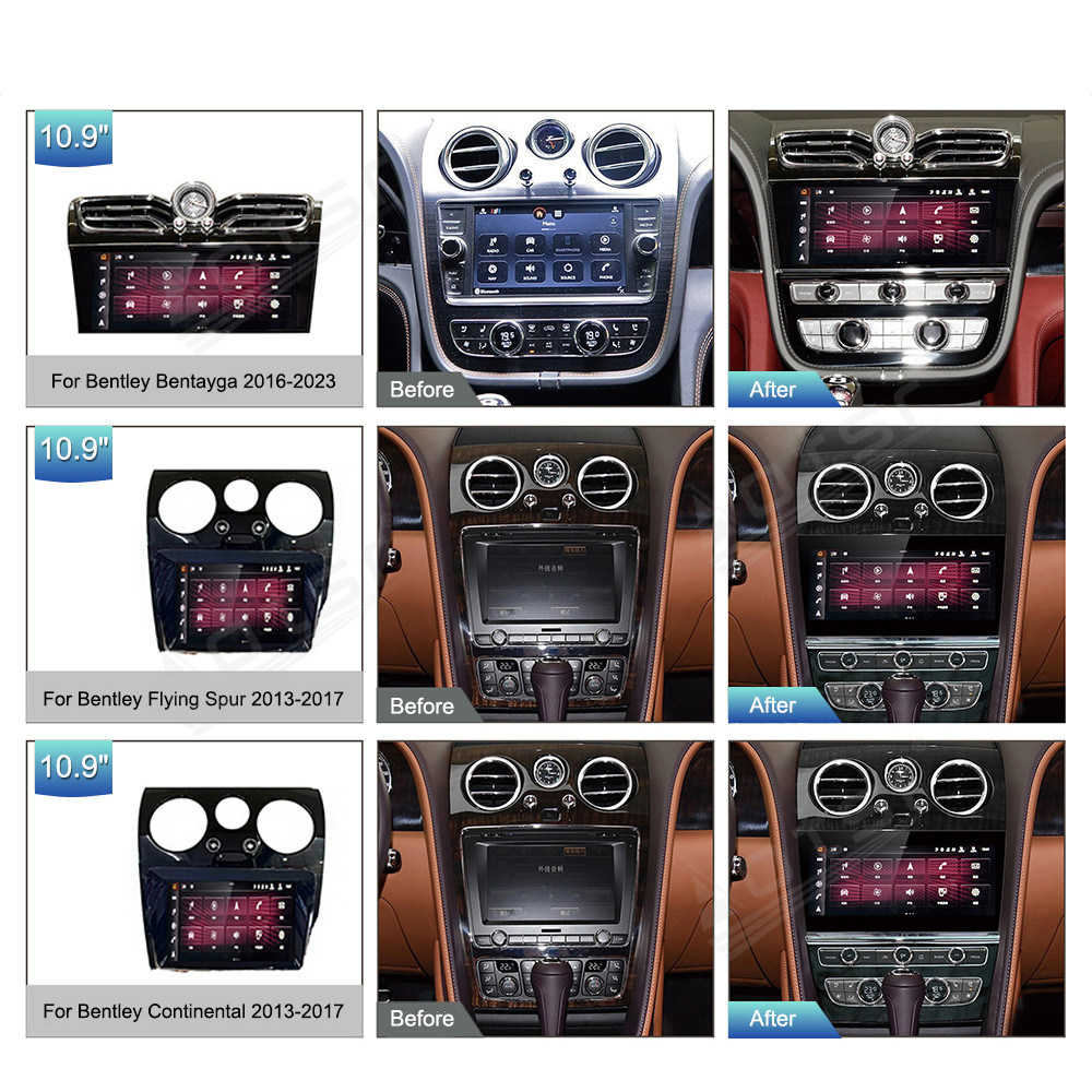 10.9" Car Radio Multimedia For Bentley -Bentayga -flying spur -continental 2005-2019 Car navi radio Upgrade Head Unit Carplay