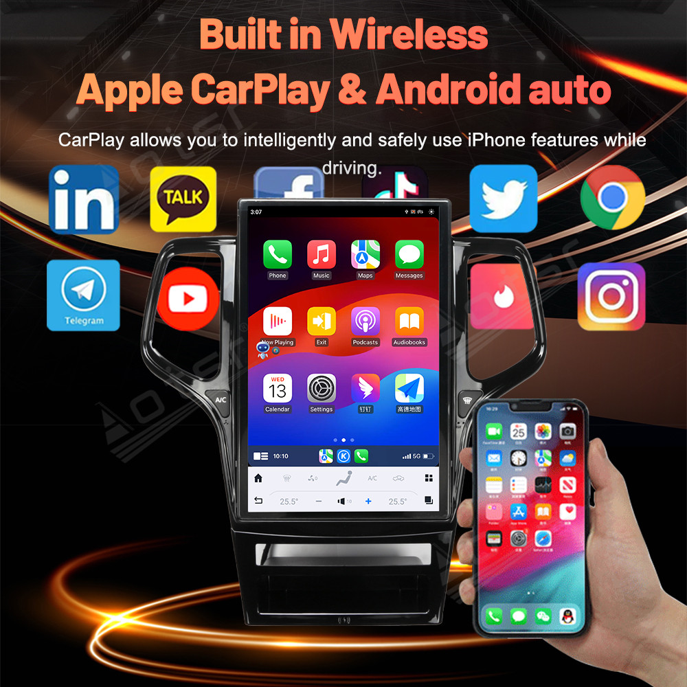 [14.4-inch] NEW For Jeep Grand Cherokee 2011-2013 GPS Car Navigation Multimedia Stereo Player Radio with wireless charging Carplay DSP