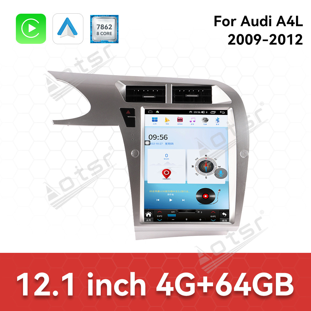 Aotsr Android 15 for Audi A4L 2009-2012 12.1 inch Car Radio Multimedia Player Head Unit GPS Navigation Stereo Screen Audio Carplay