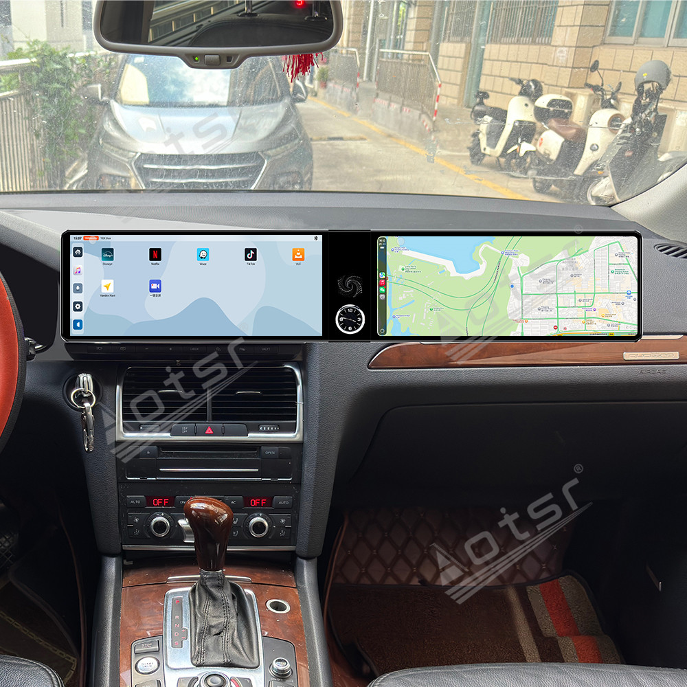 Aotsr Dual 12.3 inch For Audi Q5 2005-2015 GPS Navigation Android 13 Car Radio CarPlay Multimedia Player Head Stereo Unit HD Screen