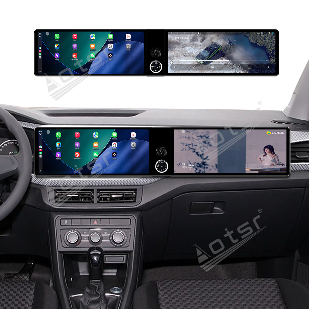 Aotsr Dual 12.3 inch for Volkswagen Tacqua 2020-2023 GPS Navigation Android 13 Car Radio CarPlay Multimedia Player Head Stereo Unit HD Screen