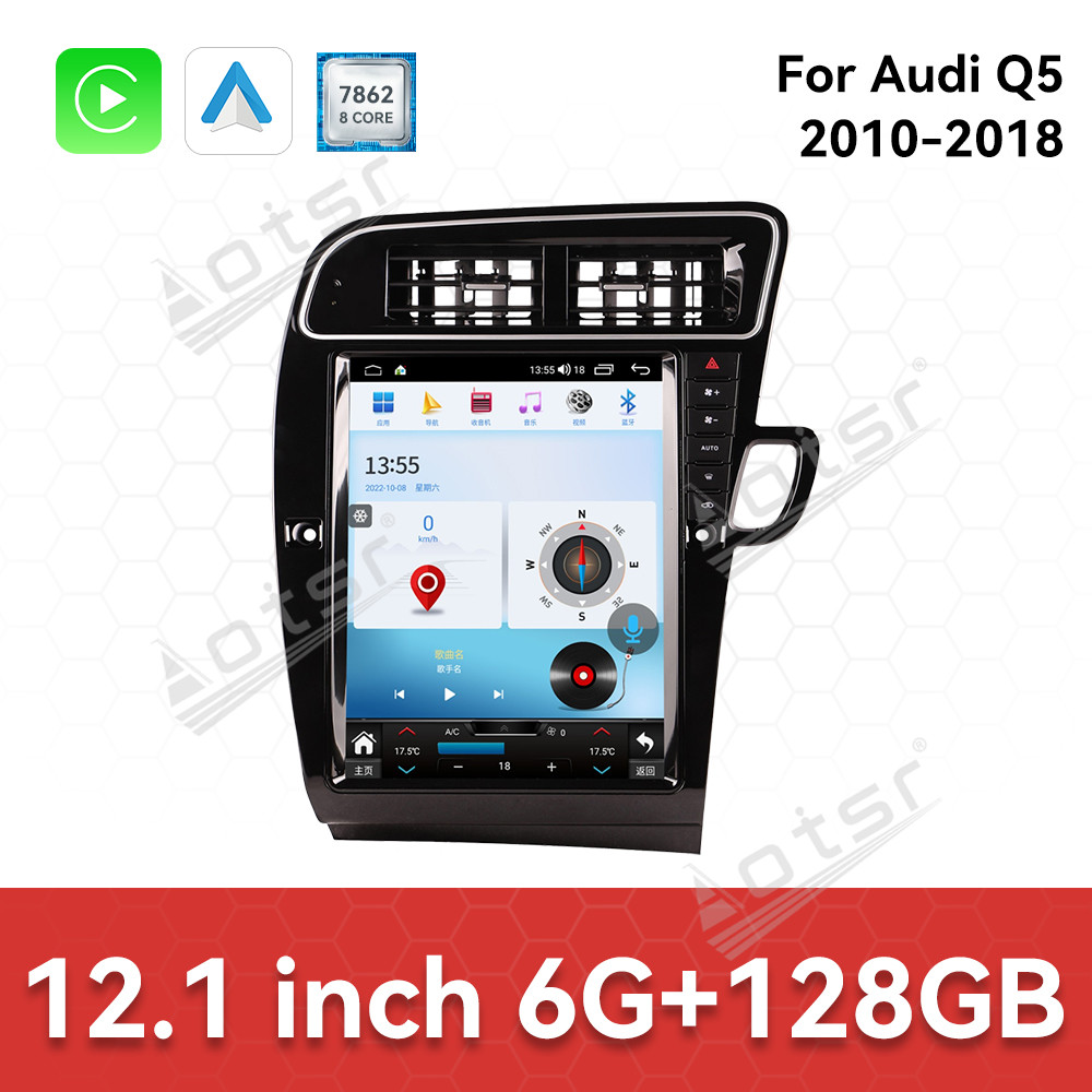 Aotsr  For Audi Q5 2010-2018 Android 14 Carplay 12.1 inch Car Radio Stereo Automotive Multimedia Stereo Player GPS Navigation Head Unit
