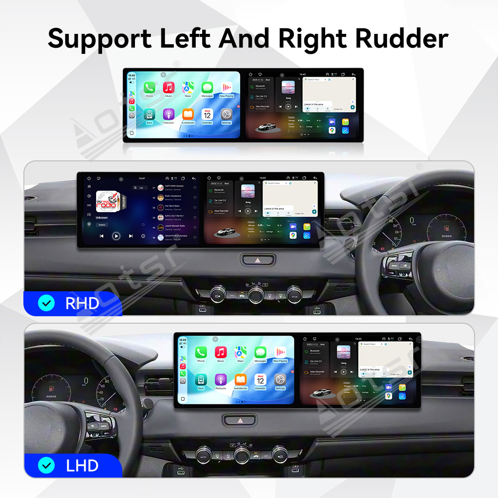 Aotsr Dual 10.1 inch Screen Car Radio for Honda XR-V/VEZEL 2023 Android 15 Multimedia Player GPS Navigation Auto DSP Stereo Host