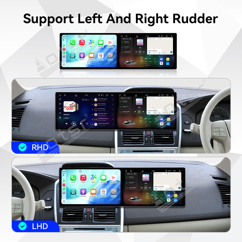 Aotsr Dual 10.1 inch Screen Car Radio for Volvo XC60 2009-2013 Android 15 Multimedia Player GPS Navigation Auto DSP Stereo Host