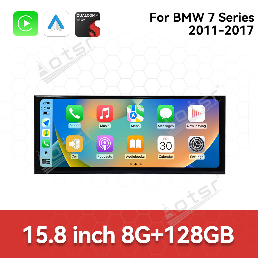 Aotsr 15.8 inch Android 14 Car Radio for BMW 7 Series F01/F02/F03 2011-2017 Wirless Carplay GPS Navigation Screen Upgrade Multimedia Player