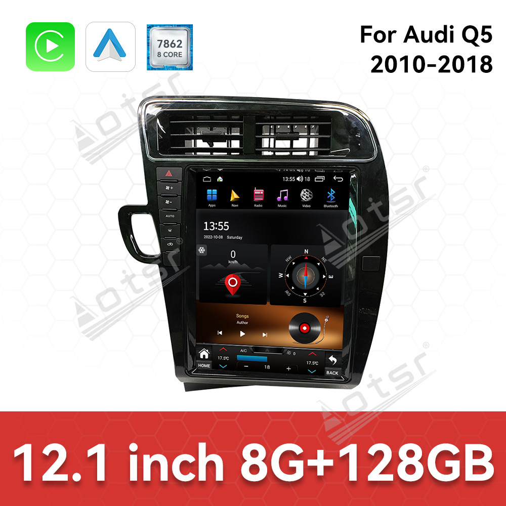 Aotsr  For Audi Q5 2010-2018 Android 14 Carplay 12.1 inch Car Radio Stereo Automotive Multimedia Stereo Player GPS Navigation Head Unit