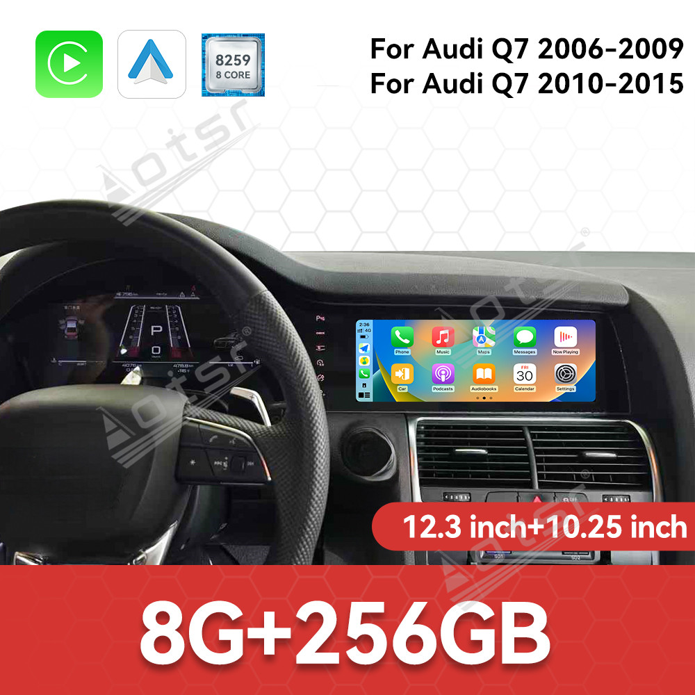 Android Auto Stereo Multimedia Player + Digital Cluster For Audi Q7 2006-2015 Dual Screen Car Radio Carplay GPS Navigation DSP
