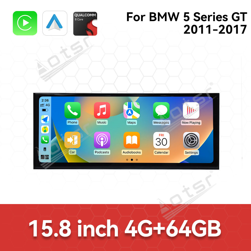 Aotsr 15.8 inch Android 14 Car Radio for BMW 5 Series GT 2011-2017 Wirless Carplay GPS Navigation Screen Upgrade Multimedia （CIC system）