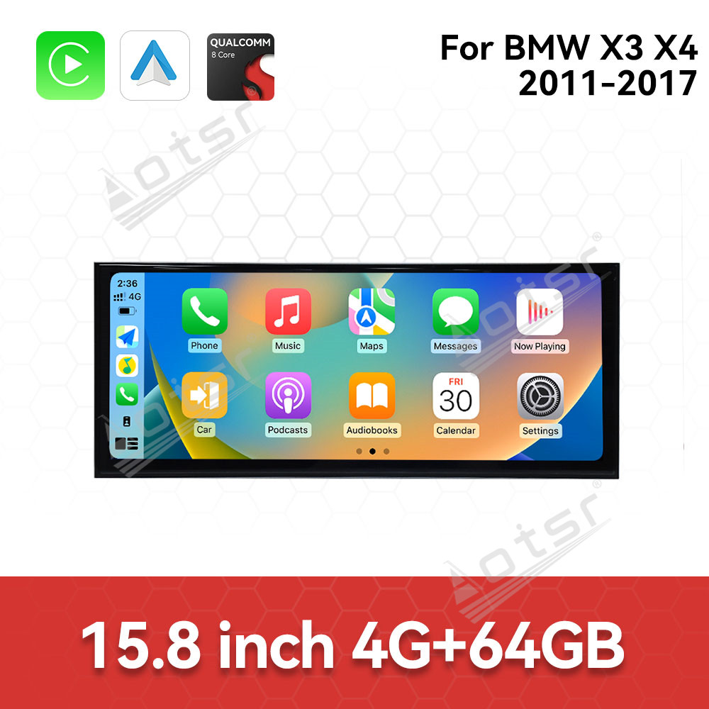 Aotsr 15.8 inch Android 14 Car Radio for BMW X3/X4 2011-2017 Wirless Carplay GPS Navigation Screen Upgrade Multimedia
