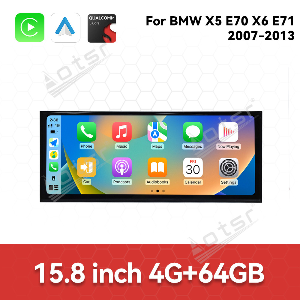 Aotsr 15.8 inch Android 14 Car Radio for BMW X5 F15 2013-2017 Wirless Carplay GPS Navigation Screen Upgrade Multimedia（NBT system）