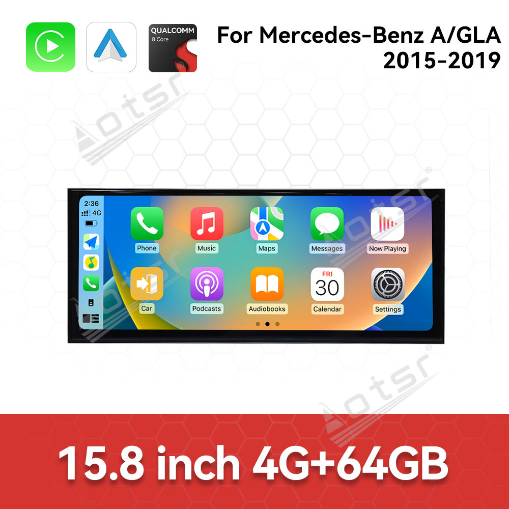 Qualcomm 15.8 inch Car Radio Android 14 For Mercedes Benz A/GLA Class X156 Car Carplay Auto Stereo GPS Navigation IPS Screen BT