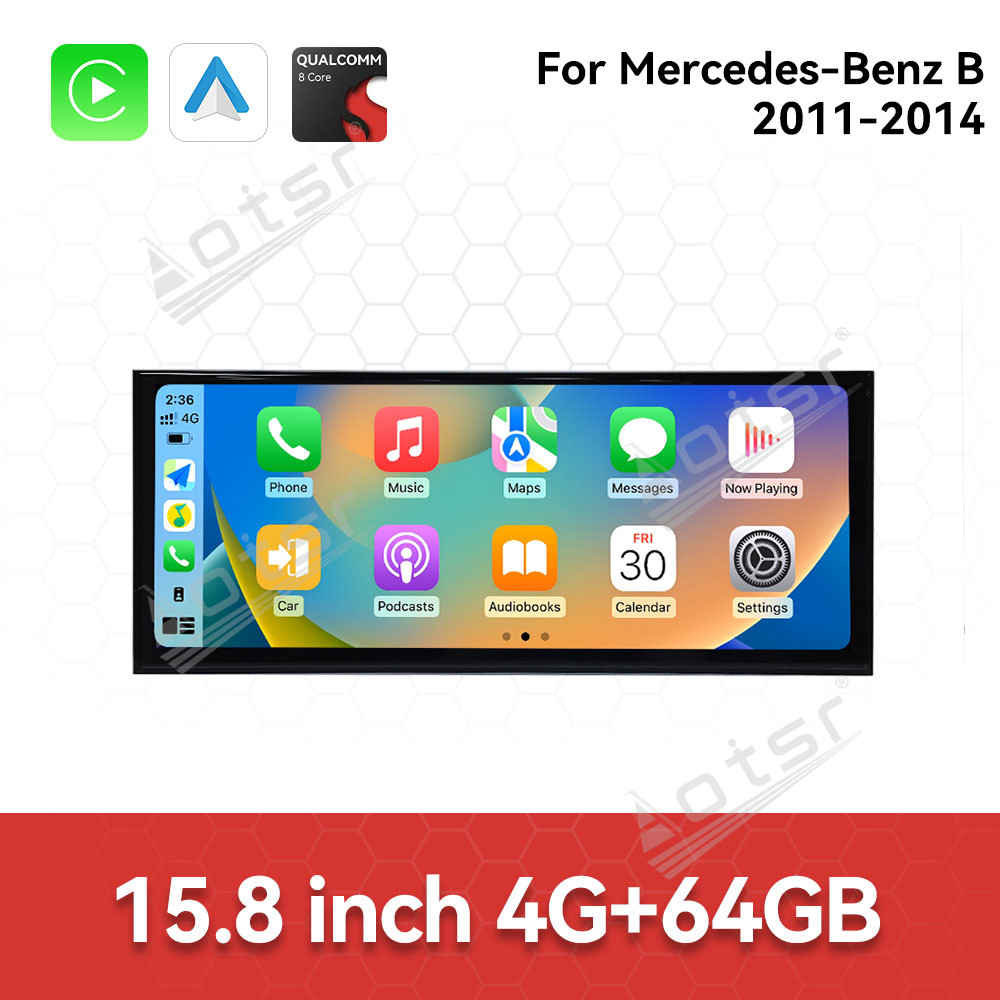 Qualcomm 15.8 inch Car Radio Android 14 For Mercedes Benz B Class W246  Car Carplay Auto Stereo GPS Navigation IPS Screen BT