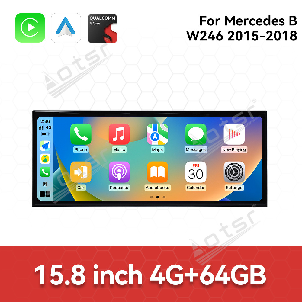 Qualcomm 15.8 inch Car Radio Android 14 For Mercedes Benz B Class W246  Car Carplay Auto Stereo GPS Navigation IPS Screen BT