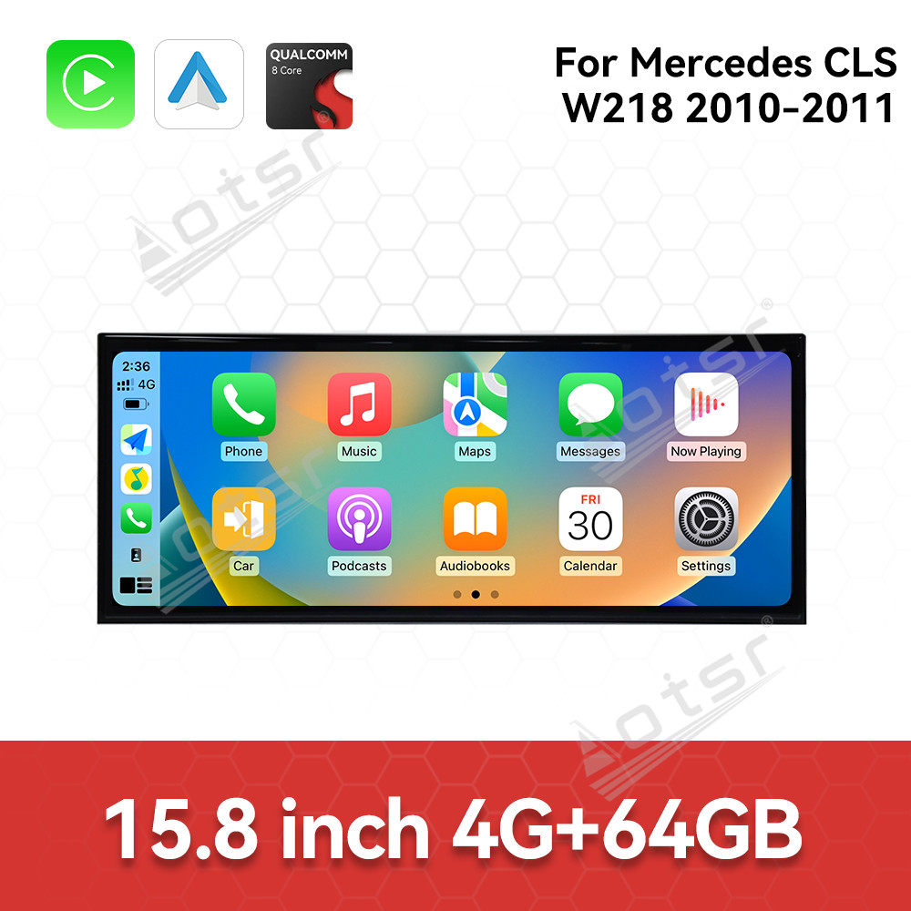 Qualcomm 15.8 inch Car Radio Android 14 For Mercedes Benz GLS W218 Car Carplay Auto Stereo GPS Navigation IPS Screen BT