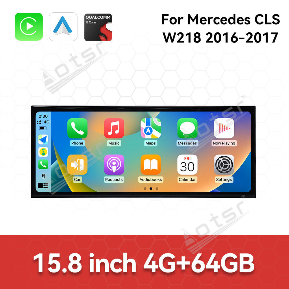 Qualcomm 15.8 inch Car Radio Android 14 For Mercedes Benz GLS W218 Car Carplay Auto Stereo GPS Navigation IPS Screen BT
