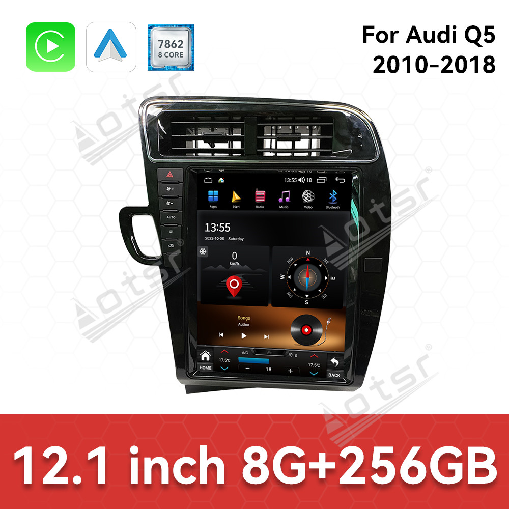 Aotsr  For Audi Q5 2010-2018 Android 14 Carplay 12.1 inch Car Radio Stereo Automotive Multimedia Stereo Player GPS Navigation Head Unit