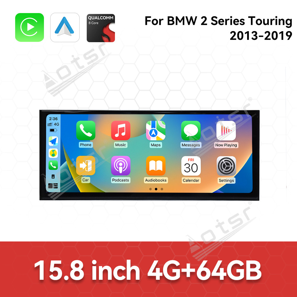 Aotsr 15.8 inch Android 14 Car Radio for BMW 2 Series Touring 2013-2019 Wirless Carplay GPS Navigation Screen Upgrade Multimedia Player