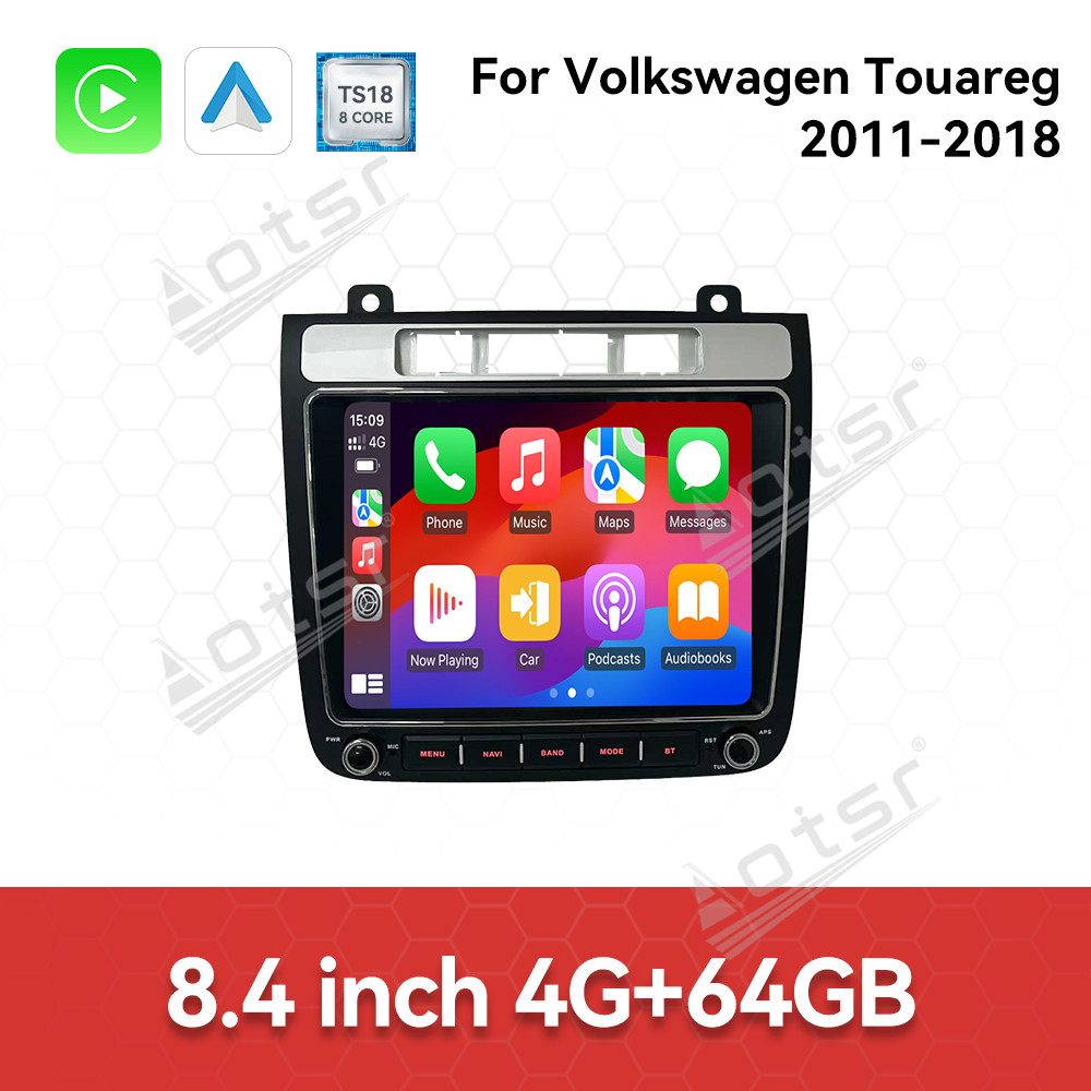 Aotsr 8.4 inch Car Radio Android 14 For Volkswagen Touareg 2011-2018 Navigation Audio DSP Stereo GPS Bluetooth Wireless Carplay 2 DIN WIFI