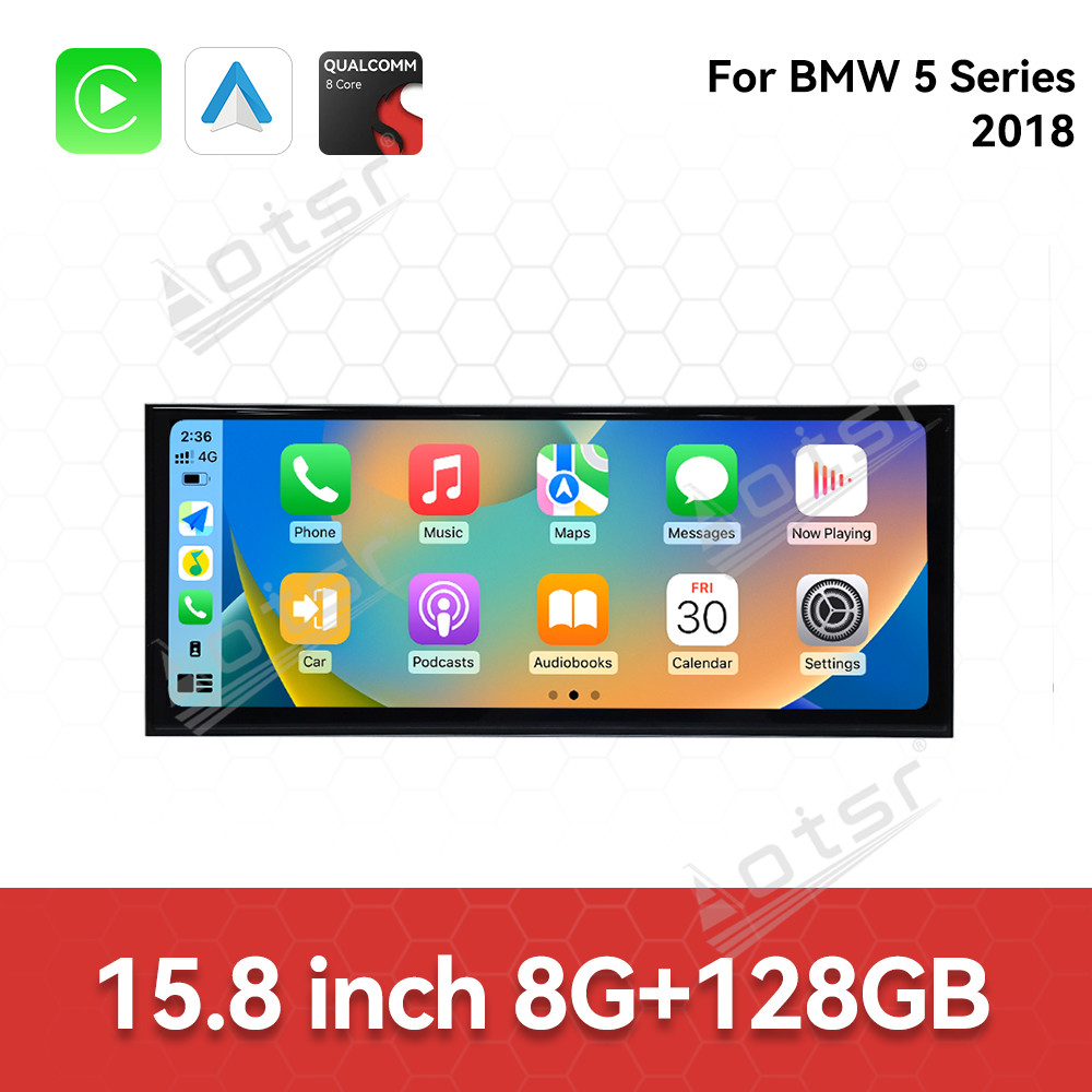Aotsr 15.8 inch Android 14 Car Radio for BMW 5 Series G30 2018 Wirless Carplay GPS Navigation Screen Upgrade Multimedia Player