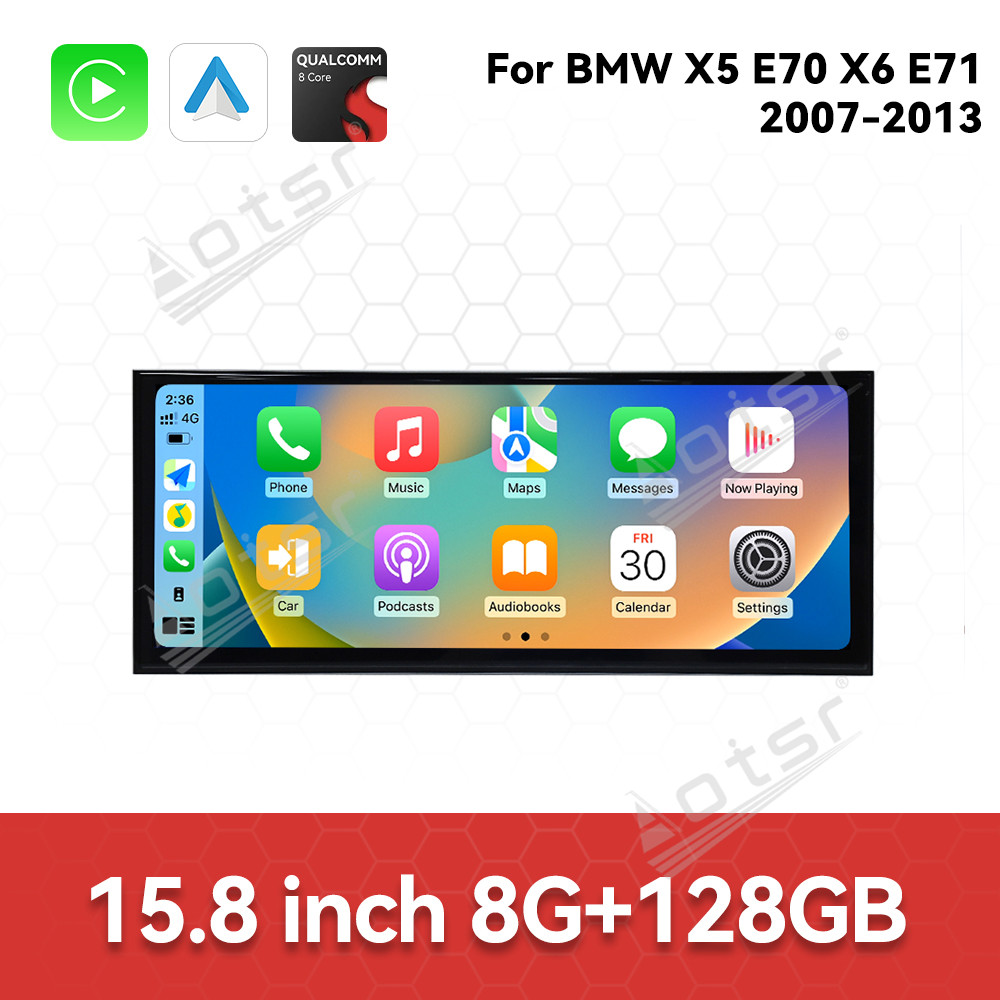 Aotsr 15.8 inch Android 14 Car Radio for BMW X5 F15 2013-2017 Wirless Carplay GPS Navigation Screen Upgrade Multimedia（NBT system）