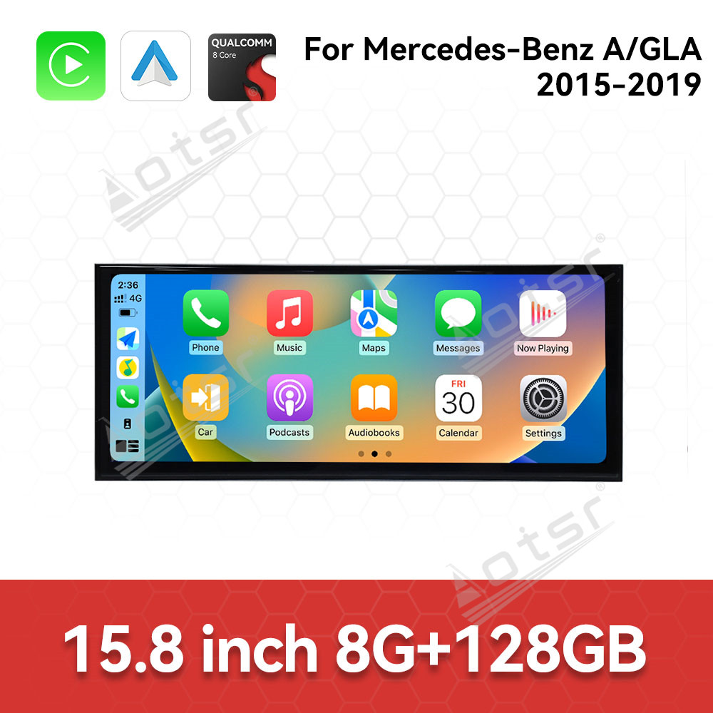 Qualcomm 15.8 inch Car Radio Android 14 For Mercedes Benz A/GLA Class X156 Car Carplay Auto Stereo GPS Navigation IPS Screen BT