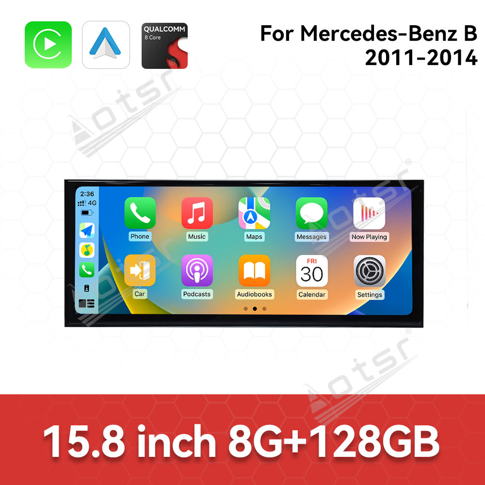 Qualcomm 15.8 inch Car Radio Android 14 For Mercedes Benz B Class W246  Car Carplay Auto Stereo GPS Navigation IPS Screen BT